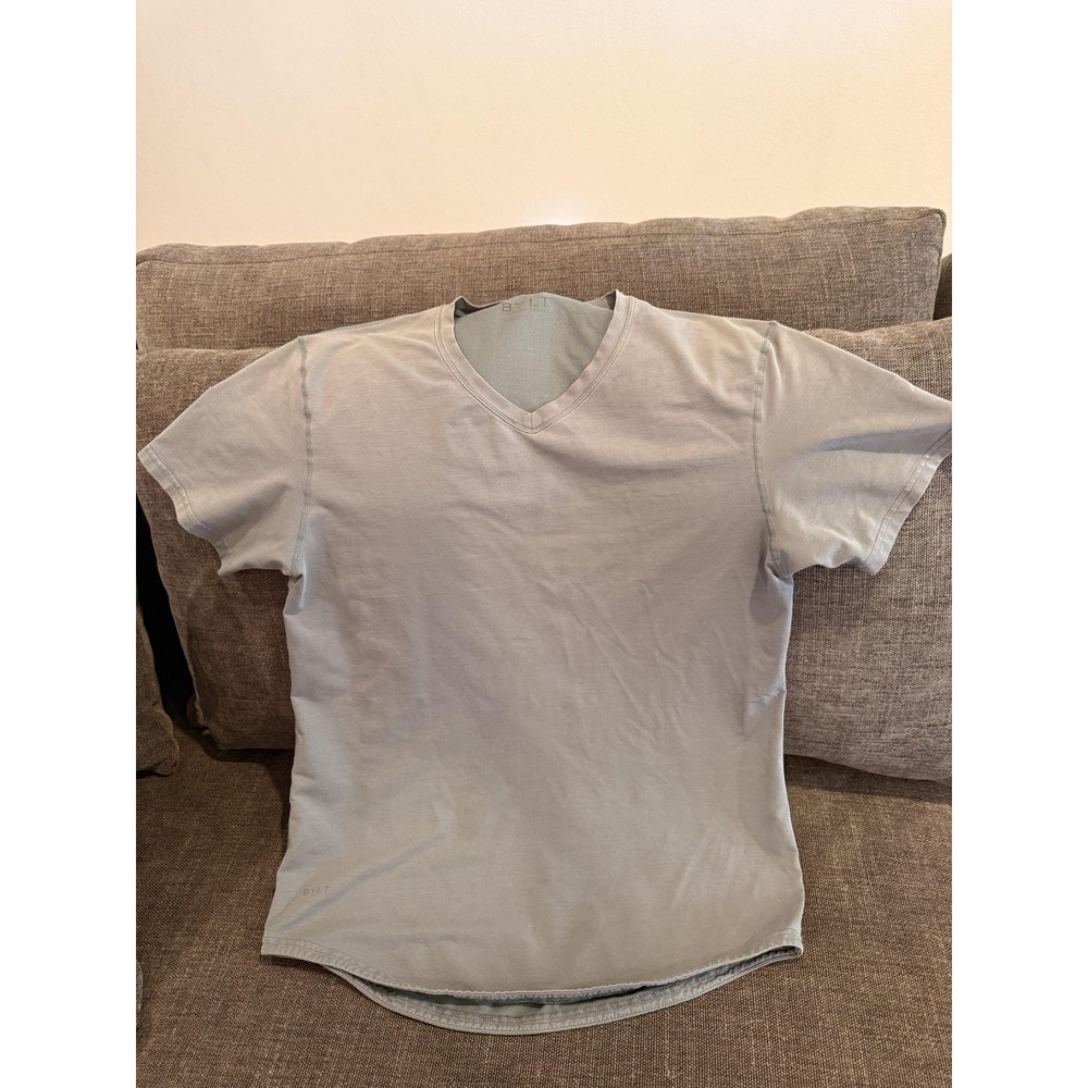 BYLT Shirt Mens Medium Gray V-Neck Short Sleeve Lightweight Tagless Casual Tee - Picture 12 of 14